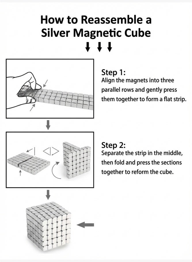 SHABILI 216Pcs 5mm Silver Magnetic Cube Building Set for Teens & Adults 14+, Strong Metal Magnetic Blocks for 2D 3D Shapes and Creative Play, Stress Relief Desk Toy Improves Focus Hand Skills with Storage Box (Silver) - Image 4